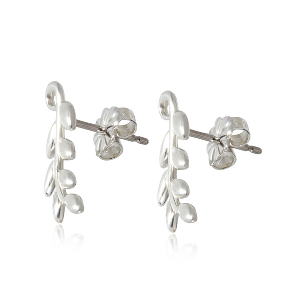 Tiffany & Co. Paloma Picasso Olive Leaf Climber Earrings in Sterling Silver - Picture 3 of 4